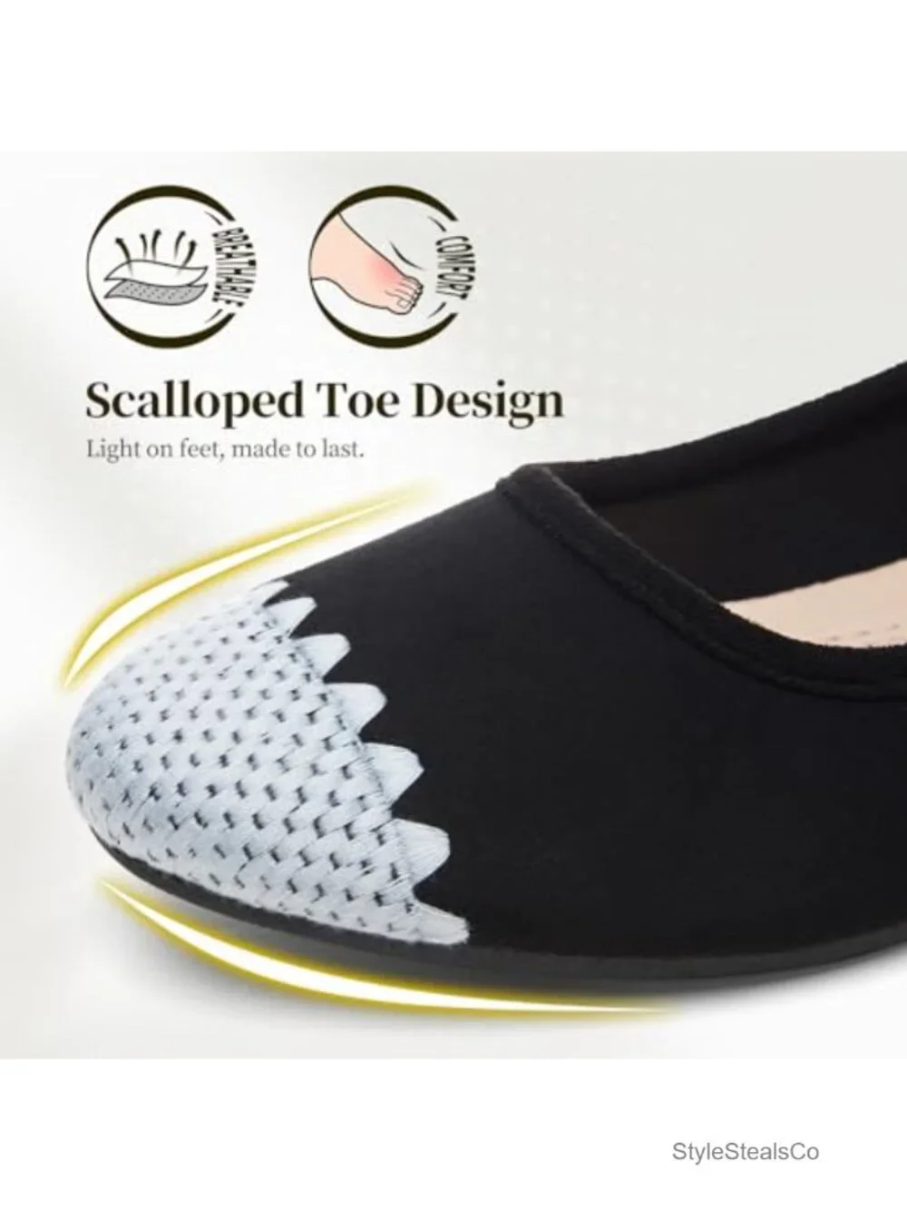 Women's Scalloped Ballet Flats Slip On Dress Shoes
